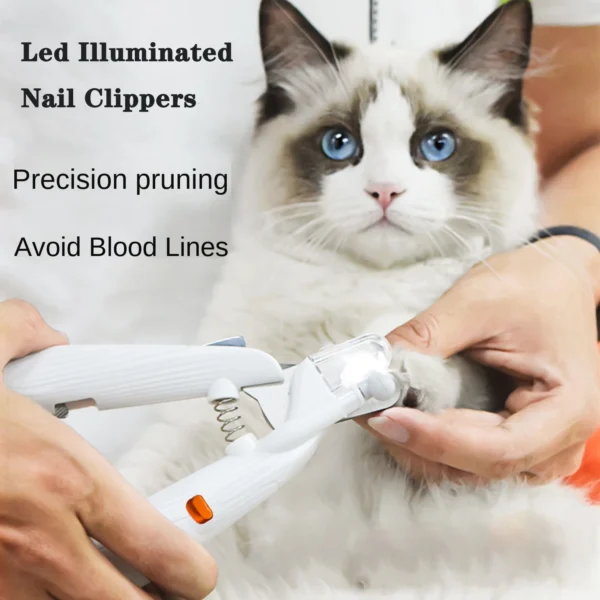 Cat Clippers with LED Light & Nail File for Grooming