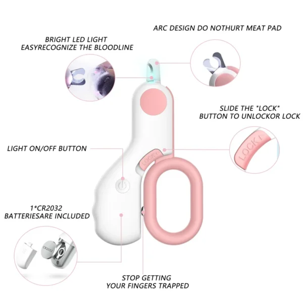 Cat Clippers LED Light with Safety Lock for Pets - Image 2
