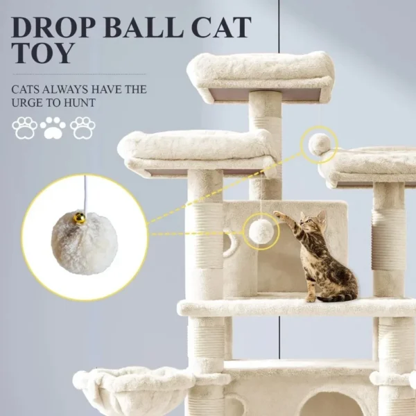 Cat Clippers: 68" Multi-Level Cat Tree with Scratching Post - Image 4